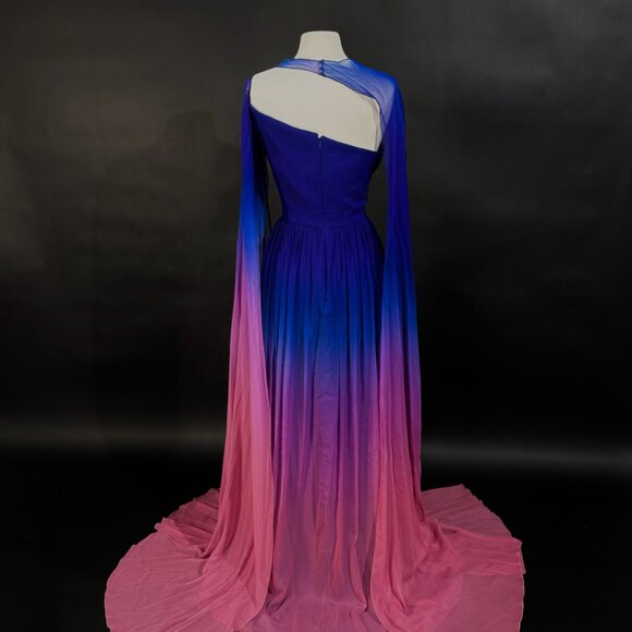 Brand New US 6 Georges Hobeika Ombré Chiffon Evening Dress - Picture 7 of 8